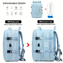 Expansion Backpack Travel Backpack Expandable Storage Multiple Compartments - Beige - Size L