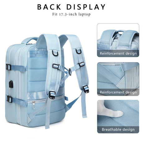 Expansion Backpack Travel Backpack Expandable Storage Multiple Compartments - Black - Size L