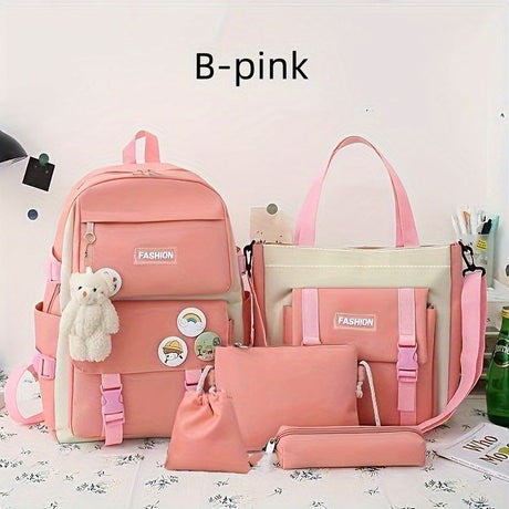 Travel Backpack Backpack Set Fashionable Backpack Colorful Backpack Travel - Pink - Size L