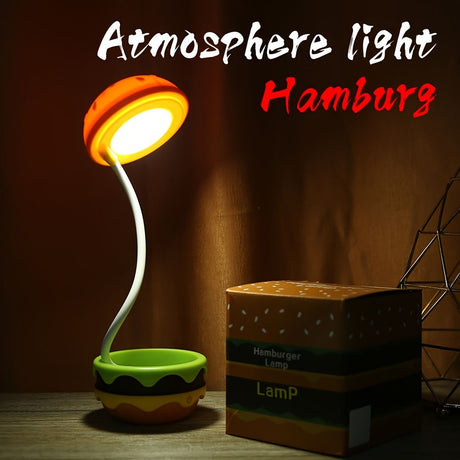Orange Burger-Shaped Night Light Rechargeable Night Light Touch Switch Night Light 3
