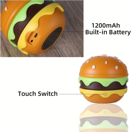 Orange Burger-Shaped Night Light Rechargeable Night Light Touch Switch Night Light 3