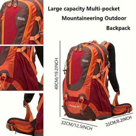 Hiking Backpack 35L Backpack Travel Backpack Outdoor Backpack Royal Mountain - Orange - Size M