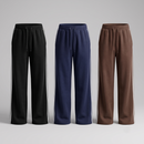 Ladies Extra Wide Leg Track Pants - Size Large - Pack of 3 - Black, Navy, Brown with white stripes