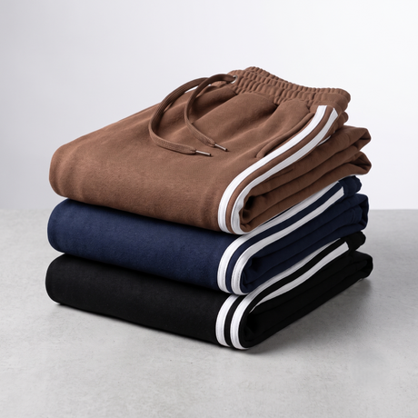 Ladies Extra Wide Leg Track Pants - Size Small - Pack of 3 - Black, Navy, Brown with white stripes