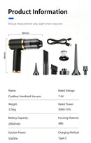 2000mAh wireless high suction dual-purpose car vacuum cleaner for suction and blowing