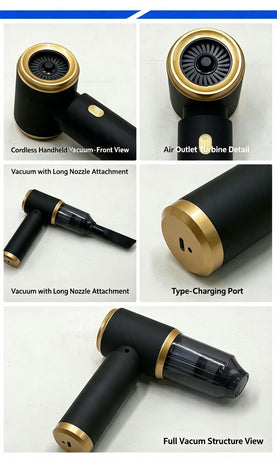2000mAh wireless high suction dual-purpose car vacuum cleaner for suction and blowing