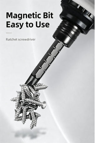 Bi directional short handle ratchet 2-in-1 screwdriver set