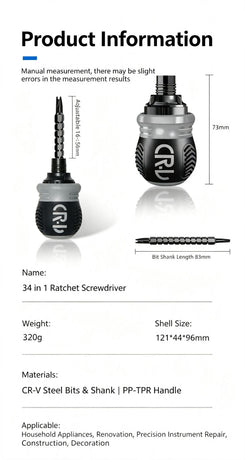 34 in one ratchet screwdriver set (boxed)