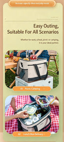 Beige three-layer insulated large capacity insulated refrigerated bag 30L
