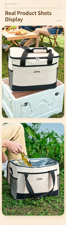 Beige three-layer insulated large capacity insulated refrigerated bag 30L