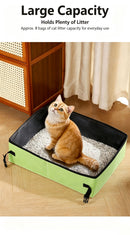 Portable Foldable Cat Litter Box for Travel,large green