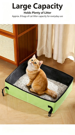 Portable Foldable Cat Litter Box for Travel,large green