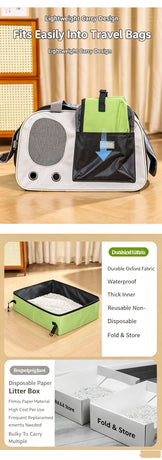 Portable Foldable Cat Litter Box for Travel,large grey
