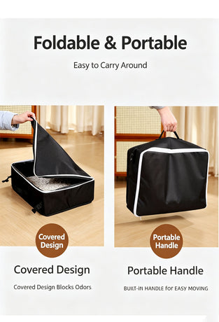 Portable Foldable Cat Litter Box for Travel,large grey