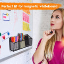 Magnetic Pencil Holder - Extra Strong Magnets Mesh Marker Holder Perfect for Whiteboard, Refrigerator and Locker Accessories (3 Baskets, 1 Pack Black)