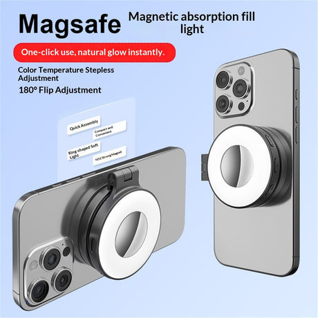 Fill Light for LED Phone Light Attachment Selfie Ring Light Brightness Adjustable Compatible for iPhone Smartphone Vlogs/Photography/Video Conference Color Black