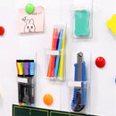 Magnetic Pen Holder for Refrigerator with Strong Magnetic Back (10 Pack), Dry Erase Marker Holder Ideal for Whiteboard & Fridge, Clear & White Pencil Cup