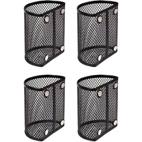 Magnetic Pencil Holder - Locker Accessories, 4 Pack Magnetic Pen Holder for Refrigerator for Home School and Office, Black