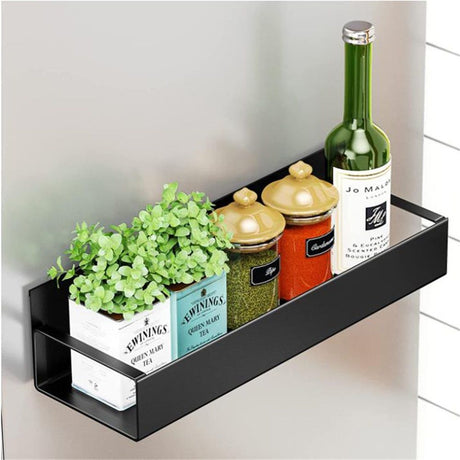 2 Pack Magnetic Spice Storage Rack Organizer for Refrigerator and Oven, Black Fridge Organizers and Storage
