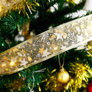 Christmas Tree Decorations String Lights 32.8ft LED Lights Copper Wire Ribbon Bows Lights for Party Weddings Holiday Christmas Tree Decorations (Gold Warm Light Battery Powered)