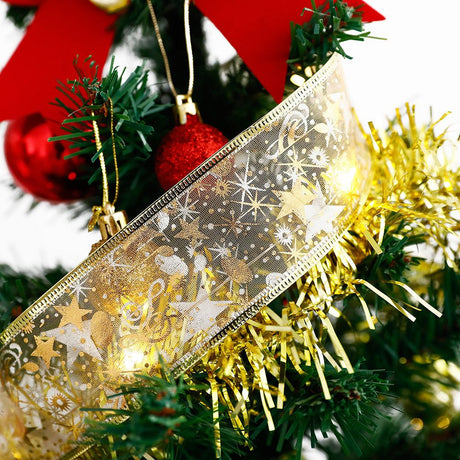 Christmas Tree Decorations String Lights 32.8ft LED Lights Copper Wire Ribbon Bows Lights for Party Weddings Holiday Christmas Tree Decorations (Gold Warm Light Battery Powered)