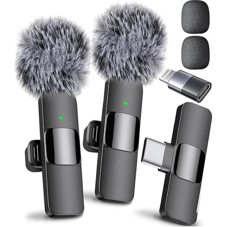 (Latest Model) - Professional Wireless Microphone for iPhone, iPad, Android, Lavalier Microphone for Video Recording - iPhone Mic Crystal Clear Recording with USB-C for Content Creators