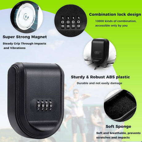 Magnetic Key Holder Box Hide A Key Under Car with Combination Lock with Strong Magnet for Storage Key Indoors, Outdoors Outside