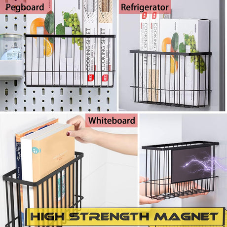 Magnetic Basket Fridge Lint Bin Dryer Ball Holder Laundry Room Organization Home Storage for Class Office School 2pcs