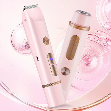 Bikini Trimmer for Women Electric Razors for Women Women's Electric Razor 2 in 1 Shaver Pubic Hair Trimmer Ipx7 Waterproof Wet Dry Use Bikini Shaver for Ladies(Pink)