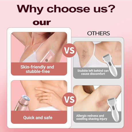 Bikini Trimmer for Women Electric Razors for Women Women's Electric Razor 2 in 1 Shaver Pubic Hair Trimmer Ipx7 Waterproof Wet Dry Use Bikini Shaver for Ladies(Pink)
