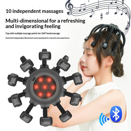 Electric Scalp Massager Head Massager, 10 Vibrating Contacts,  Multiple Massage Modes to Release Pressure, One Size Fits Most, Ideal Gift