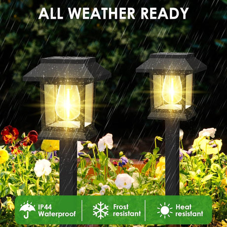 Solar Outdoor Lights, 12 Pack Solar Pathway Lights Waterproof, Landscape Lighting for Path Walkway Lawn Garden Yard Outside Décor, Black