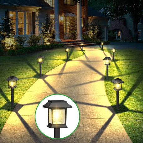 Solar Outdoor Lights, 12 Pack Solar Pathway Lights Waterproof, Landscape Lighting for Path Walkway Lawn Garden Yard Outside Décor, Black