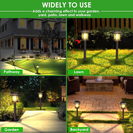 Solar Outdoor Lights, 12 Pack Solar Pathway Lights Waterproof, Landscape Lighting for Path Walkway Lawn Garden Yard Outside Décor, Black