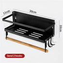 Grill Accessories Magnetic Grill Caddy & Organizer - Black Portable Powder-Coated Iron - BBQ Shelf & Tool Holder with Heavy Duty Magnets for Refrigerator & Oven - Foldable Design