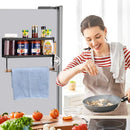 Grill Accessories Magnetic Grill Caddy & Organizer - Black Portable Powder-Coated Iron - BBQ Shelf & Tool Holder with Heavy Duty Magnets for Refrigerator & Oven - Foldable Design