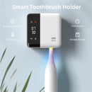 UV Toothbrush Sanitizer Holder & Cleaner with LED Clock Display & Hot Air Drying – Wall-Mounted UV Tooth Brush Holder for Bathroom Decor, Travel Use, Rechargeable Portable Design, Fits All Brushes