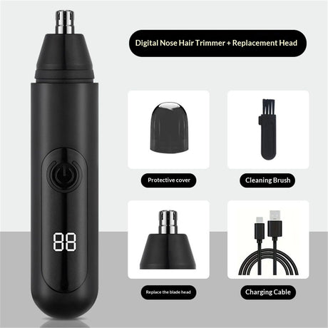 Ear and Nose Hair Trimmer for Men, Professional Painless USB Rechargeable Eyebrow & Facial Hair Trimmer Precision Tool with Powerful Motor and Dual-Edge Blades,