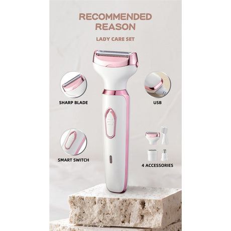 Electric Razor for Women,Hair Trimmer for Face Nose Eyebrow Beard Mustache Arm Leg Armpit Bikini,Painless Rechargeable Portable 4 in 1 Womens Body Shavers Set