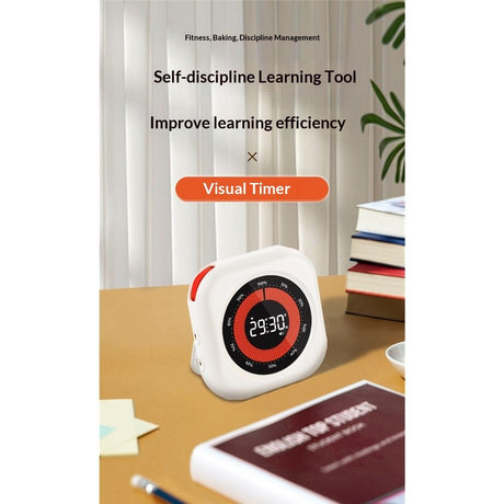 Digital Visual Timer,Adjustable Brightness and Volume Productivity Timer with Magnetic Backing and Stand for Cooking Gaming（Upgraded white version）