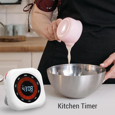 Digital Visual Timer,Adjustable Brightness and Volume Productivity Timer with Magnetic Backing and Stand for Cooking Gaming（Upgraded white version）