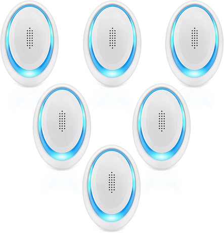 Ultrasonic Pest Repeller 6 Packs,Electronic Pest Repellent Pest Control Indoor for Living Room, Office, Warehouse, Garage, Hotel
