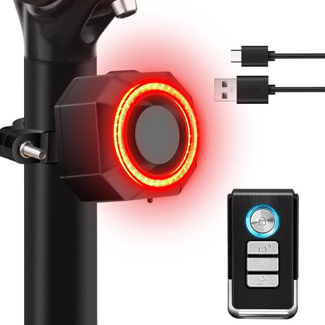 Bike Turn Signals, Bicycle Tail Light with Turn Signals, Bike Tail Light USB Rechargeable with Horn, IP65 Waterproof Anti-Theft Alarm,for Bicycle, Ebike, Scooter