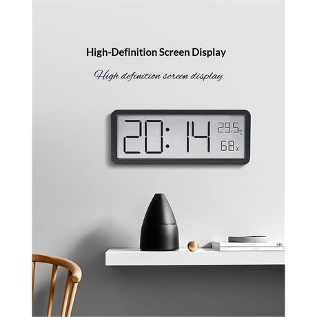 Digital Wall Clocks Battery Operated,Modern Wall Clocks for Living Room Decor, Simple Digital Wall Clock with Temperature/Date/Time, Small Desk Clock for Bedroom Office(Black)