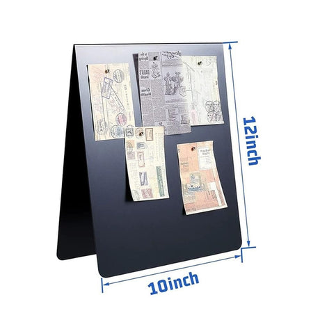 1 Pcs  Magnetic Bulletin Board Metal Magnet Board Magnet Display Stand for Tabletop Desktop Home Kitchen Office Decor (Black)