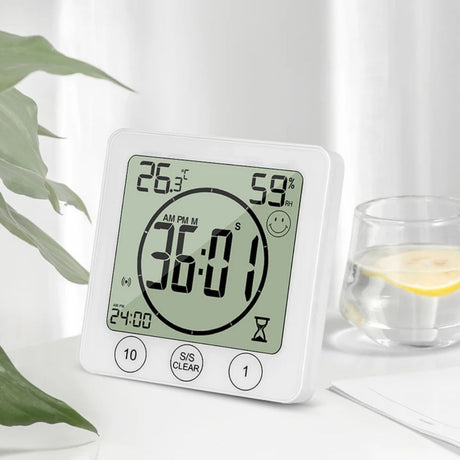 Digital Bathroom Shower Wall Clock Timer with Alarm with Big LCD Display, Waterproof for Water Spray,  Wall Clock Timer for Bathroom Shower Makeup Cooking