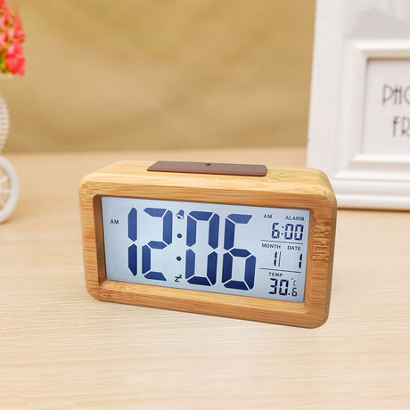 Wooden Digital Battery Operated Alarm Clocks for Bedrooms, Beside, Table, Desk Alarm Clocks, Digital Alarm Clock Wooden Large LED,（natural wood color）