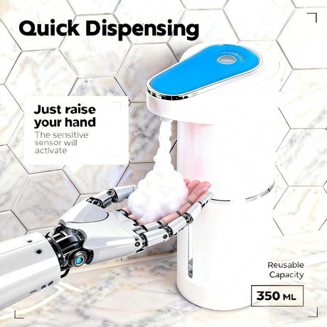 Automatic-Foaming-Soap-Dispenser-Touchless, White Hand Soap Dispenser 13oz/350ml  Wall Mounted & Countertop Design（sky blue）