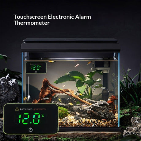 2pcs Aquarium Digital Thermometer with LED Touch Screen - Stick-on Fish Tank Thermometer for Betta Tanks， Cordless Waterproof Sensor