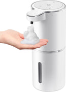 Automatic Foaming Soap Dispenser - Hand Free Pump Touchless Soap Dispenser Electric Dispenser with 380ml, USB Rechargeable 4levels Adjustable Dispenser for Bathroom Kitchen（White foam version）
